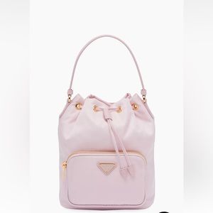 Prada Duet Re-Nylon Bucket Shoulder Bag in Pink